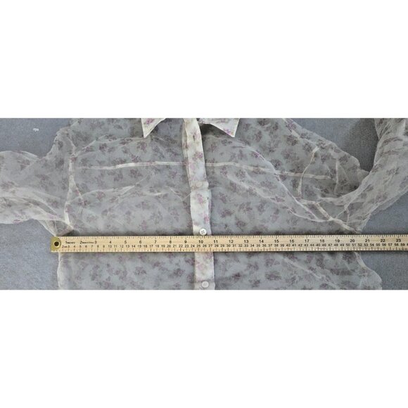 Zara XS Sheer Floral Organza Button-Up Blouse NWT Lightweight Dressy Top - Picture 12 of 16